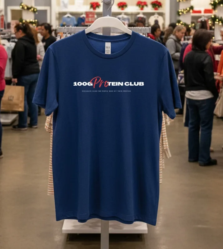 100 G Protein Exclusive Club For People Who Hit Their Protein T S   Navy T Shirt