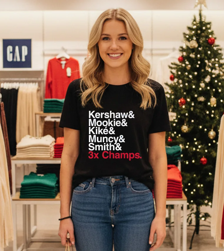 Ampersand 3 Time Champs Dodgers 2025 Black T Shirt