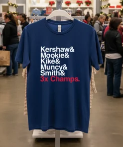 Ampersand 3 Time Champs Dodgers 2025 Navy T Shirt