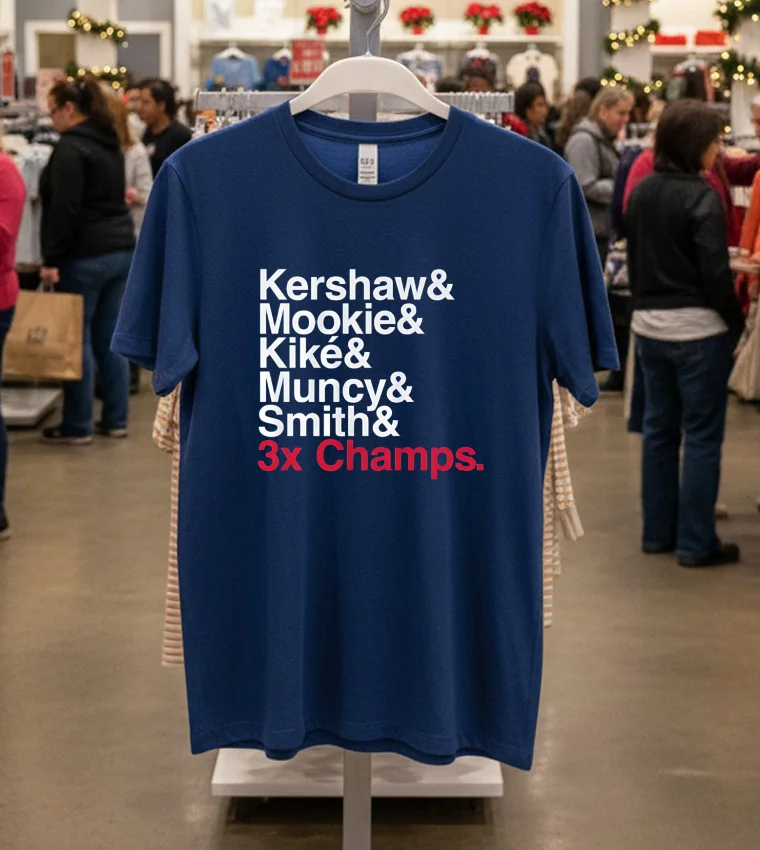 Ampersand 3 Time Champs Dodgers 2025 - navy-t-shirt Ampersand 3 Time Champs Dodgers 2025 Navy T Shirt