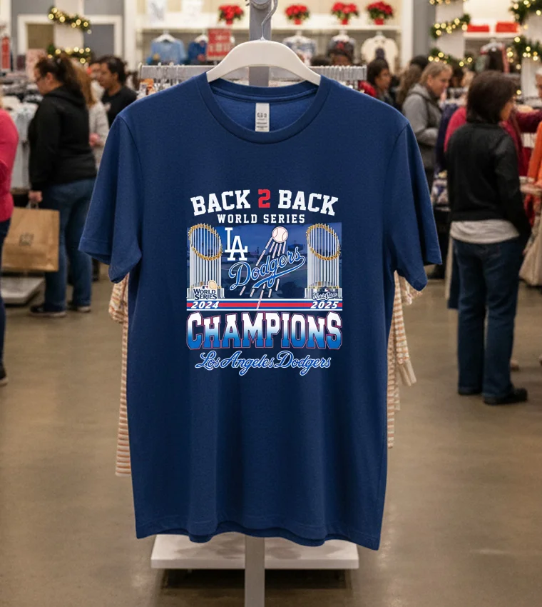 Back 2 Back World Series 2024 2025 Los Angeles Dodgers - navy-t-shirt Back 2 Back World Series 2024 2025 Los Angeles Dodgers Navy T Shirt