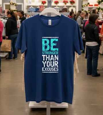 Be Stronger Than Your Excuses T S   Navy T Shirt