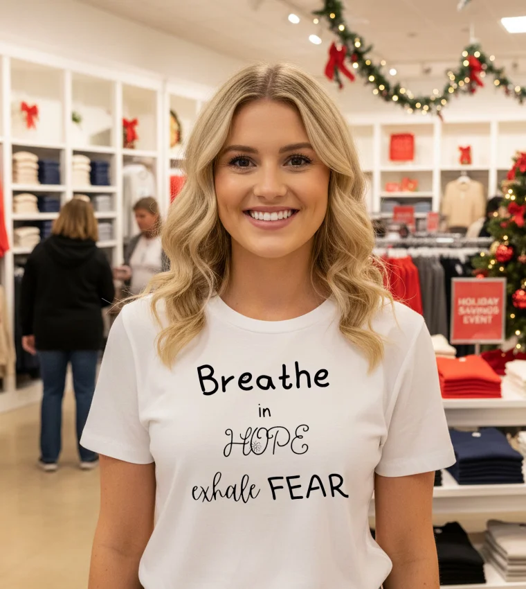 Breathe In Hope Exhale Fear T S - white-t-shirt Breathe In Hope Exhale Fear T S   White T Shirt