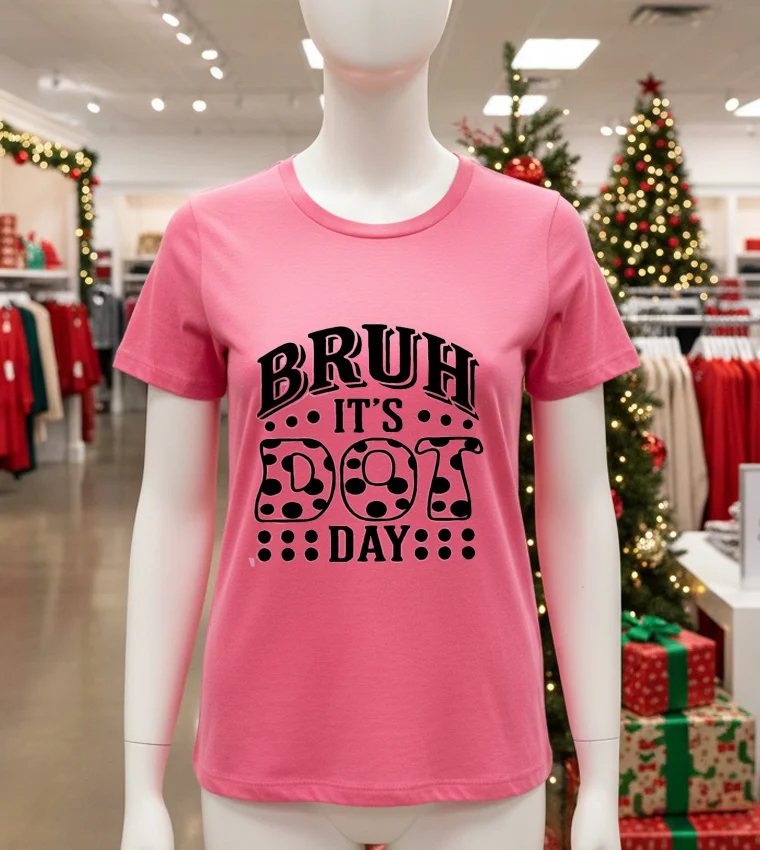 Bruh It S Dot Day Teacher T S - pink-t-shirt Bruh It S Dot Day Teacher T S   Pink T Shirt