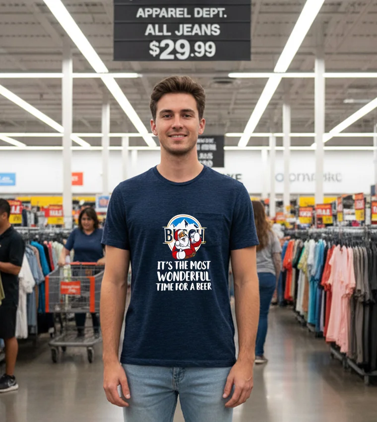 Busch Light Beer Holiday Collection Christmas - black-t-shirt Busch Light Beer Holiday Collection Christmas   Black T Shirt