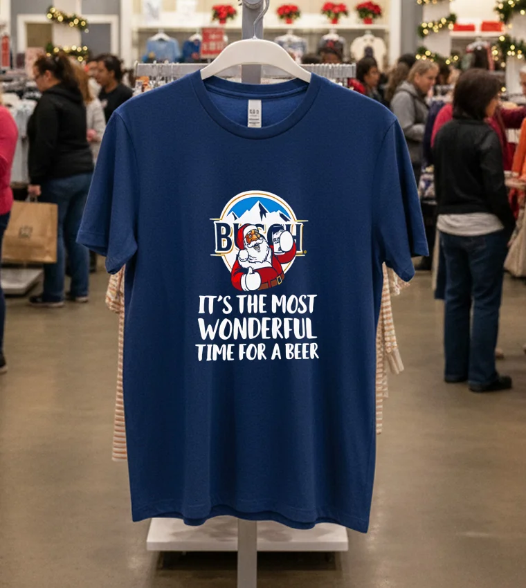 Busch Light Beer Holiday Collection Christmas - navy-t-shirt Busch Light Beer Holiday Collection Christmas   Navy T Shirt