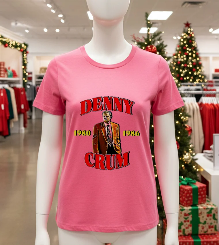 Denny Crum 1980 1986 Graphic - pink-t-shirt Denny Crum 1980 1986 Graphic   Pink T Shirt
