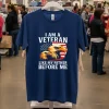Distorted American Flag Bald Eagles I Am A Veteran Like My Father Before Me Navy T Shirt
