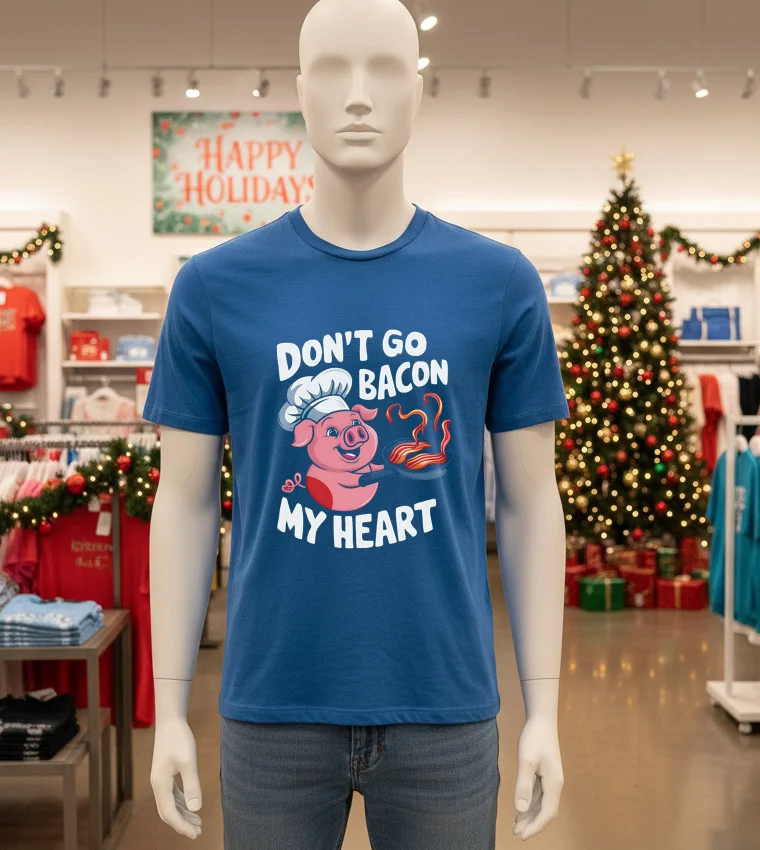Don T Go Bacon My Heart Pig - blue-t-shirt Don T Go Bacon My Heart Pig   Blue T Shirt