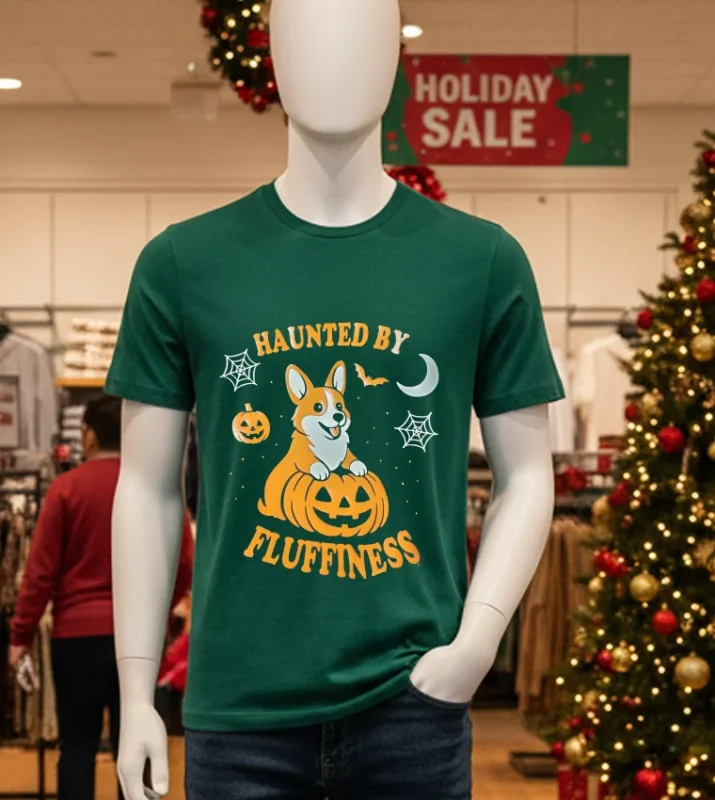 Haunted By Fluffiness Halloween T S   Green T Shirt