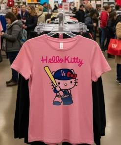 Hello Kitty x Los Angeles Dodgers 2025 Back To Back World Series Pink Baseball shirt