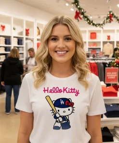 Hello Kitty x Los Angeles Dodgers 2025 Back To Back World Series Pink Baseball shirt