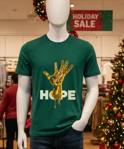 Hope Gold Hand T S   Green T Shirt