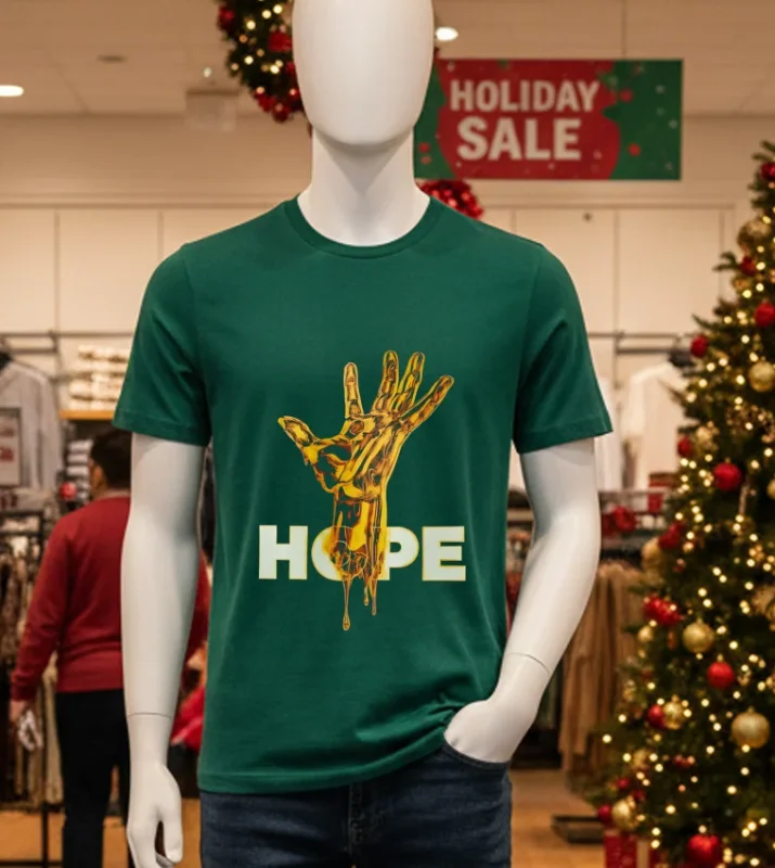 Hope Gold Hand T S   Green T Shirt