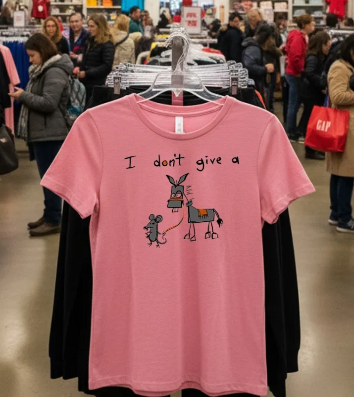I Don T Give A Rat Ass Mouse Donkey T S   Pink T Shirt