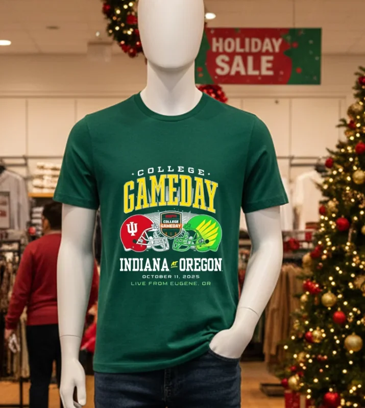 Indiana Hoosiers Vs Oregon Ducks 2025 College Gameday T S   Green T Shirt