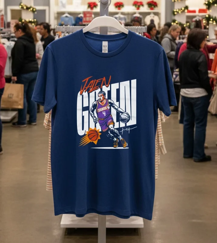Jalen Green Phoenix Suns Vector Player Signature T S   Navy T Shirt