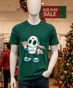Jason Voorhees Los Angeles Dodgers 17 Halloween T S   Green T Shirt