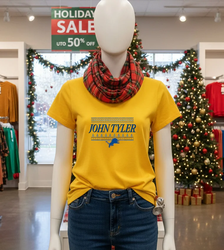 John Tyler Detroit Lions Christmas - yellow-t-shirt John Tyler Detroit Lions Christmas Yellow T Shirt