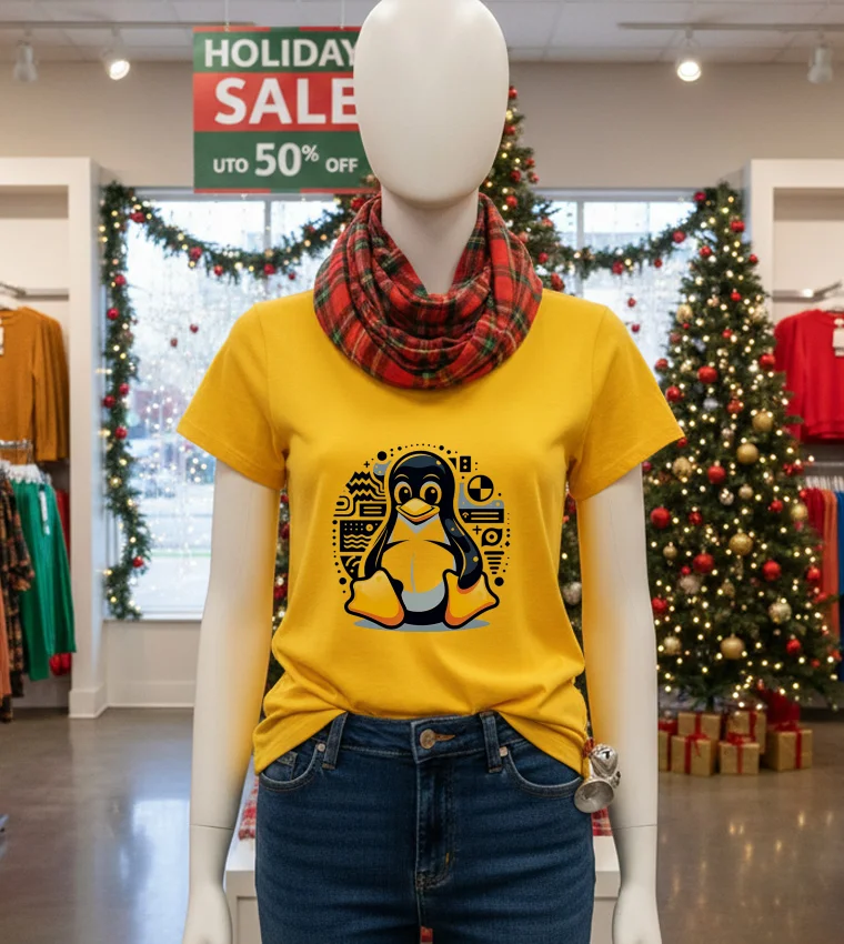 Linux Tux World - yellow-t-shirt Linux Tux World   Yellow T Shirt