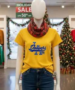 Los Angeles Dodgers White Heritage Slugger 2025 Yellow T Shirt