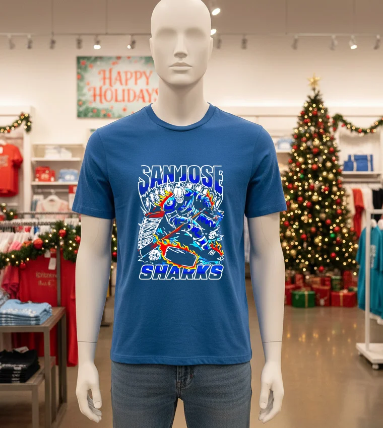 San Jose Sharks Skeleton Player Graphic 2025 T S - blue-t-shirt San Jose Sharks Skeleton Player Graphic 2025 T S   Blue T Shirt