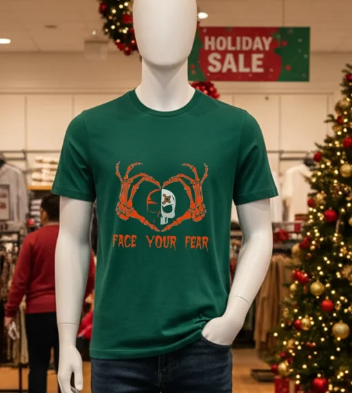 Skull Hand Skeleton Face Your Fear Halloween T S   Green T Shirt