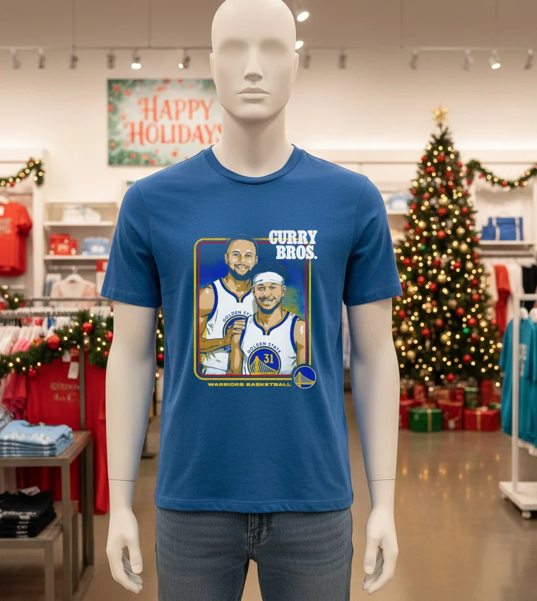 Steph Curry And Seth Curry Golden State Warriors Step Brothers Retro - blue-t-shirt Steph Curry And Seth Curry Golden State Warriors Step Brothers Retro Blue T Shirt