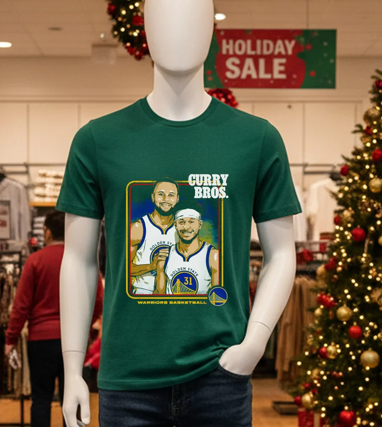 Steph Curry And Seth Curry Golden State Warriors Step Brothers Retro - green-t-shirt Steph Curry And Seth Curry Golden State Warriors Step Brothers Retro Green T Shirt