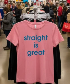 Straight Is Great   Pink T Shirt