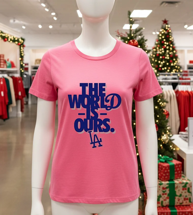 The World Is Ours Back 2 Back Los Angeles Dodgers 2025 - pink-t-shirt The World Is Ours Back 2 Back Los Angeles Dodgers 2025 Pink T Shirt