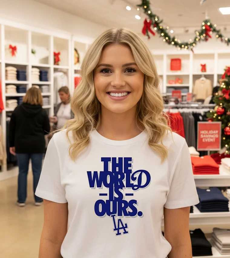 The World Is Ours Back 2 Back Los Angeles Dodgers 2025 White T Shirt