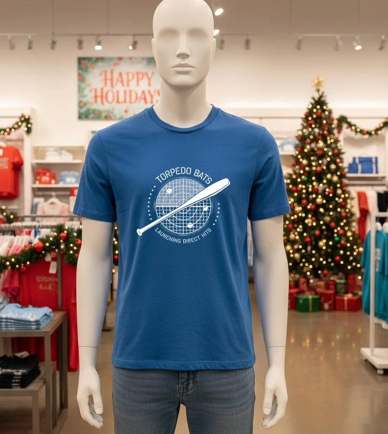 Torpedo Bats Launching Direct Hits Baseball T S - blue-t-shirt Torpedo Bats Launching Direct Hits Baseball T S   Blue T Shirt