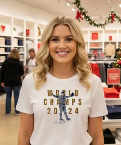 Walker Buehler La Dodgers World Champs 2024 Signature   White T Shirt