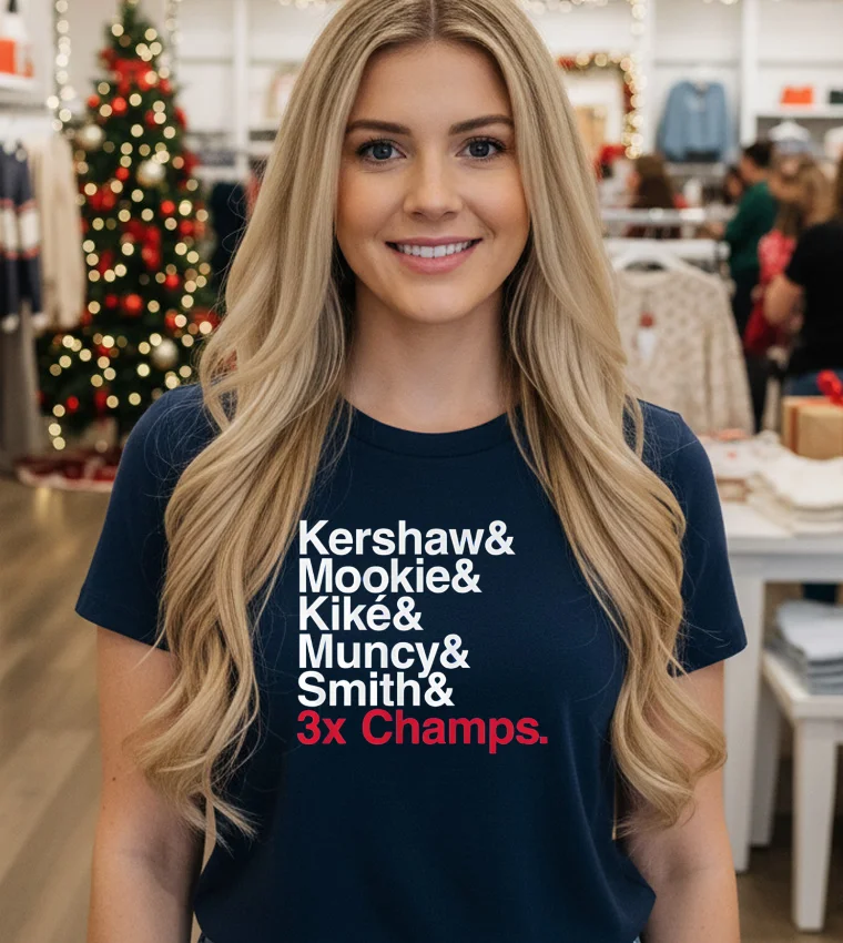 Ampersand 3 Time Champs Dodgers 2025 Black T Shirt 1