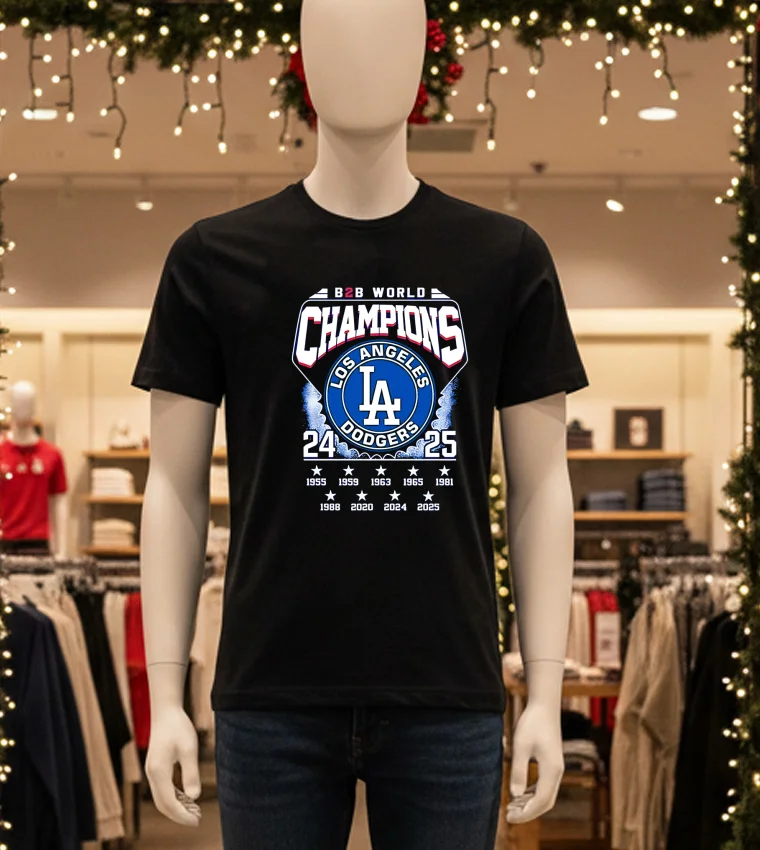 B2B World Champions 24 25 Los Angeles Dodgers - black-t-shirt B2b World Champions 24 25 Los Angeles Dodgers Black T Shirt 2