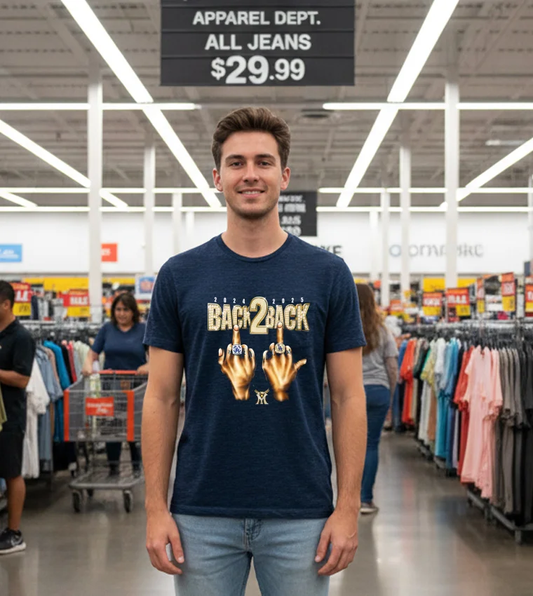 Dodgers 2024 2025 Back To Back Champs Rings Black T Shirt 1