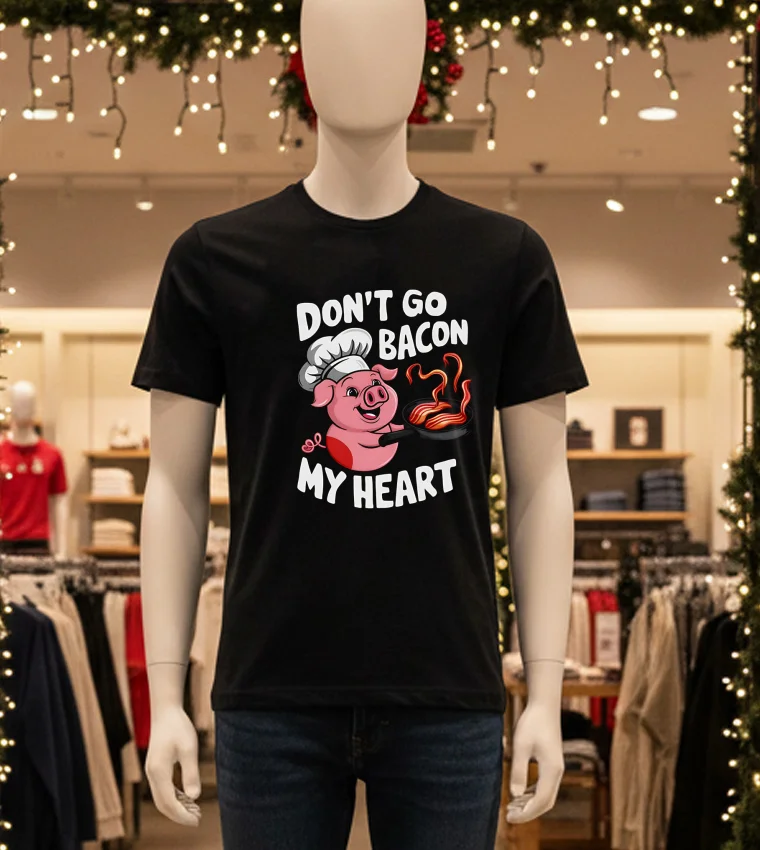 Don T Go Bacon My Heart Pig - black-t-shirt Don T Go Bacon My Heart Pig   Black T Shirt