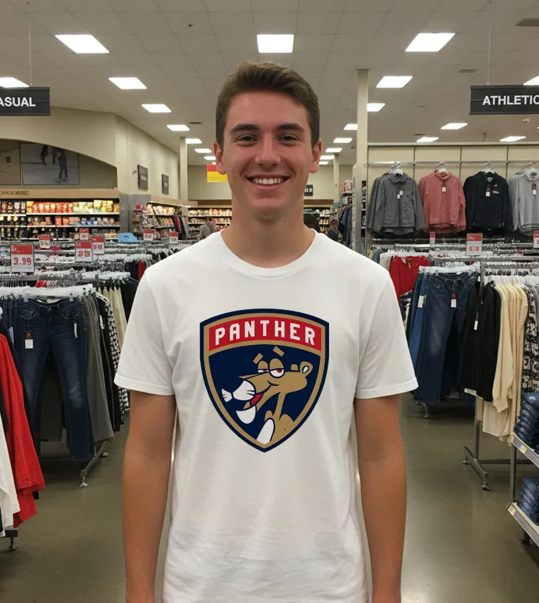 Florida Panthers Shield Pink Panther White T Shirt 1