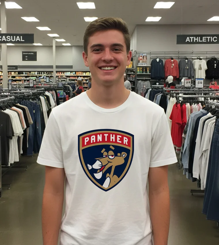 Florida Panthers Shield Pink Panther - white-t-shirt Florida Panthers Shield Pink Panther White T Shirt 2