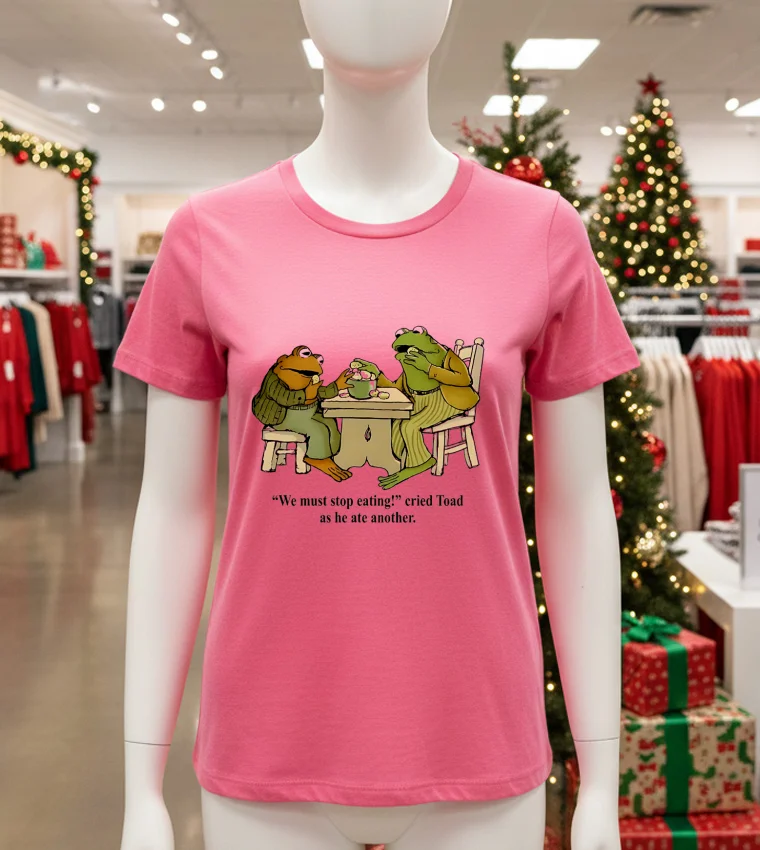 Frog And Toad We Must Stop Eating Cried Toad As He Ate Another Vintage - pink-t-shirt Frog And Toad We Must Stop Eating Cried Toad As He Ate Another Vintage Pink T Shirt 1