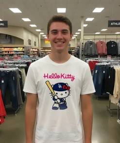 Hello Kitty x Los Angeles Dodgers 2025 Back To Back World Series Pink Baseball shirt