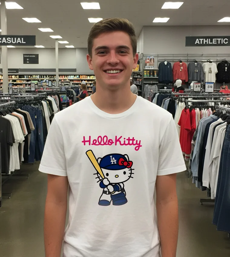 Hello Kitty X Los Angeles Dodgers 2025 Back To Back World Series Pink Baseball - white-t-shirt Hello Kitty X Los Angeles Dodgers 2025 Back To Back World Series Pink Baseball White T Shirt 2