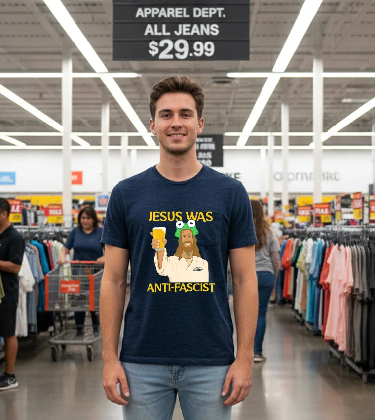 Jesus Was Anti Fascist Meme - black-t-shirt Jesus Was Anti Fascist Meme Black T Shirt 1