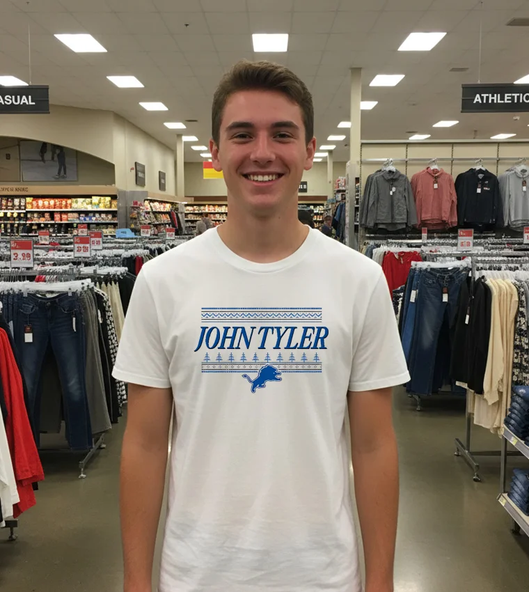 John Tyler Detroit Lions Christmas White T Shirt 1