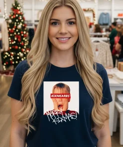 Kevin Mccallister Home Alone Merry Kixmas Christmas T Sh   Black T Shirt