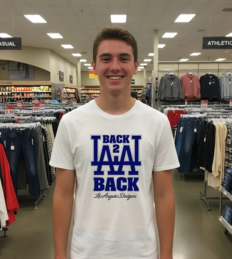 La Back 2 Back Los Angeles Dodgers - white-t-shirt La Back 2 Back Los Angeles Dodgers White T Shirt 1