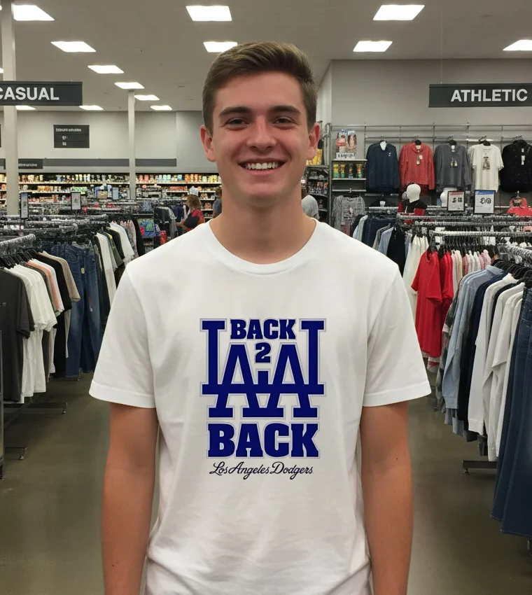 La Back 2 Back Los Angeles Dodgers White T Shirt 3