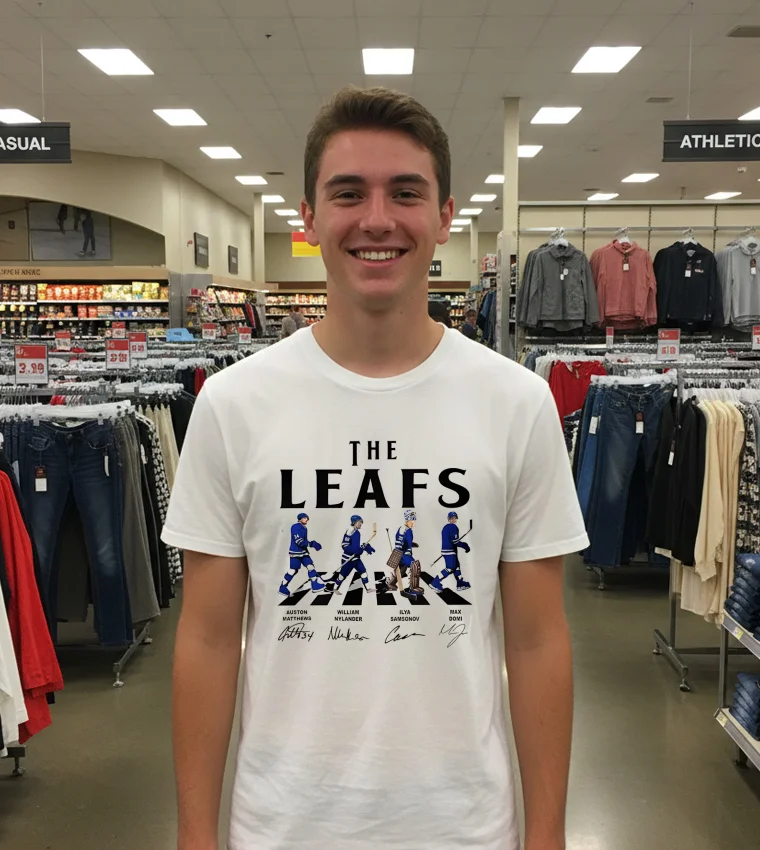 Leafs Walking Abbey Road Signatures Ice Hockey - white-t-shirt Leafs Walking Abbey Road Signatures Ice Hockey   White T Shirt