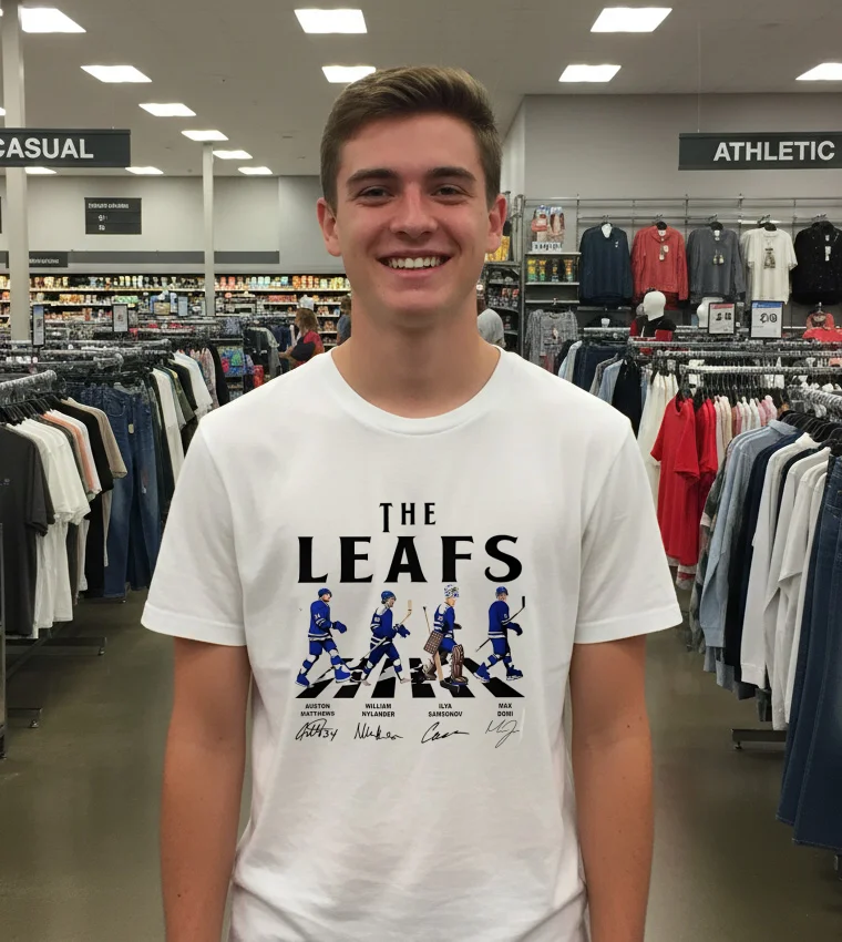 Leafs Walking Abbey Road Signatures Ice Hockey - white-t-shirt Leafs Walking Abbey Road Signatures Ice Hockey   White T Shirt